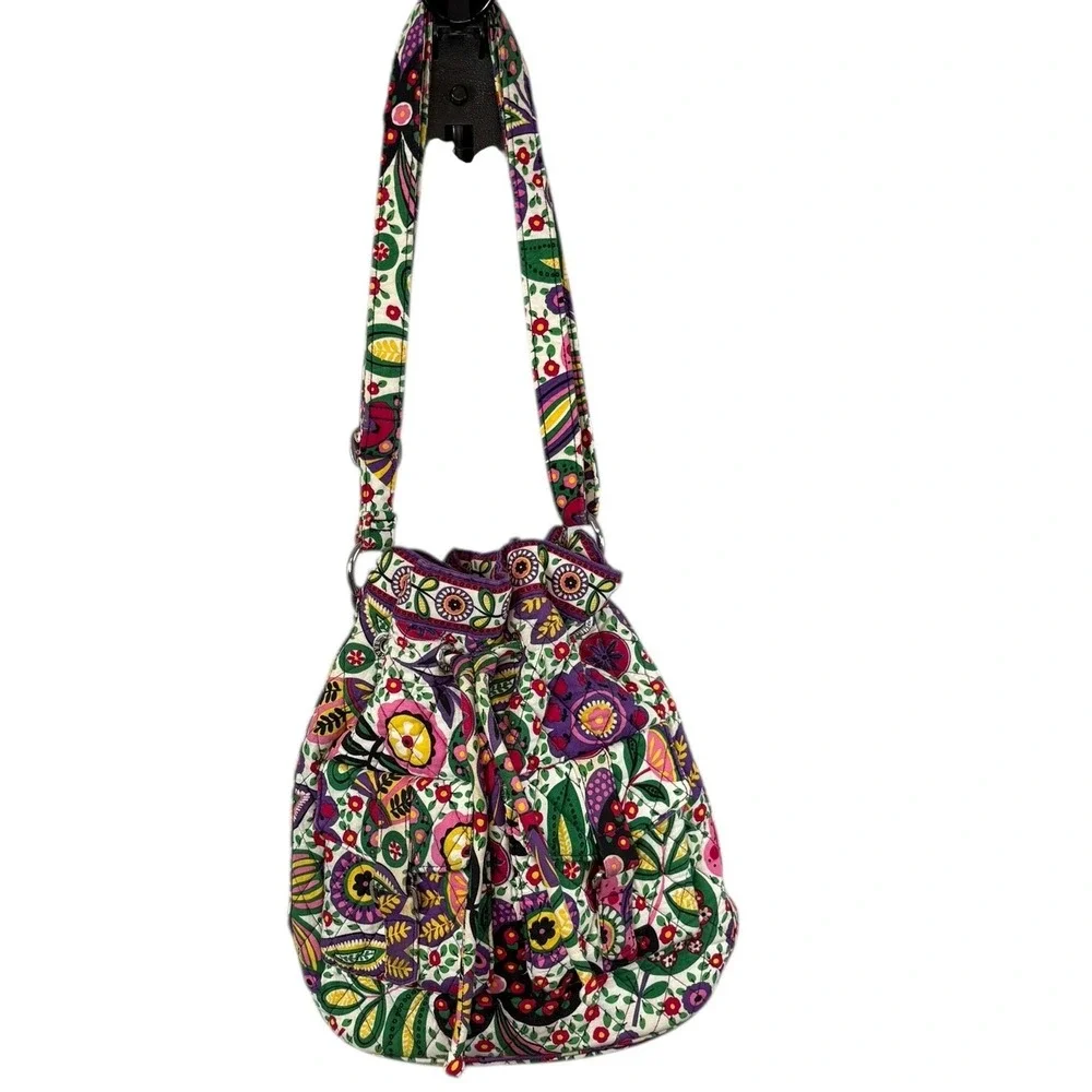 Vera Bradley Quilted Floral Bucket Crossbody Bag Multicolor‎ Adjustable Strap